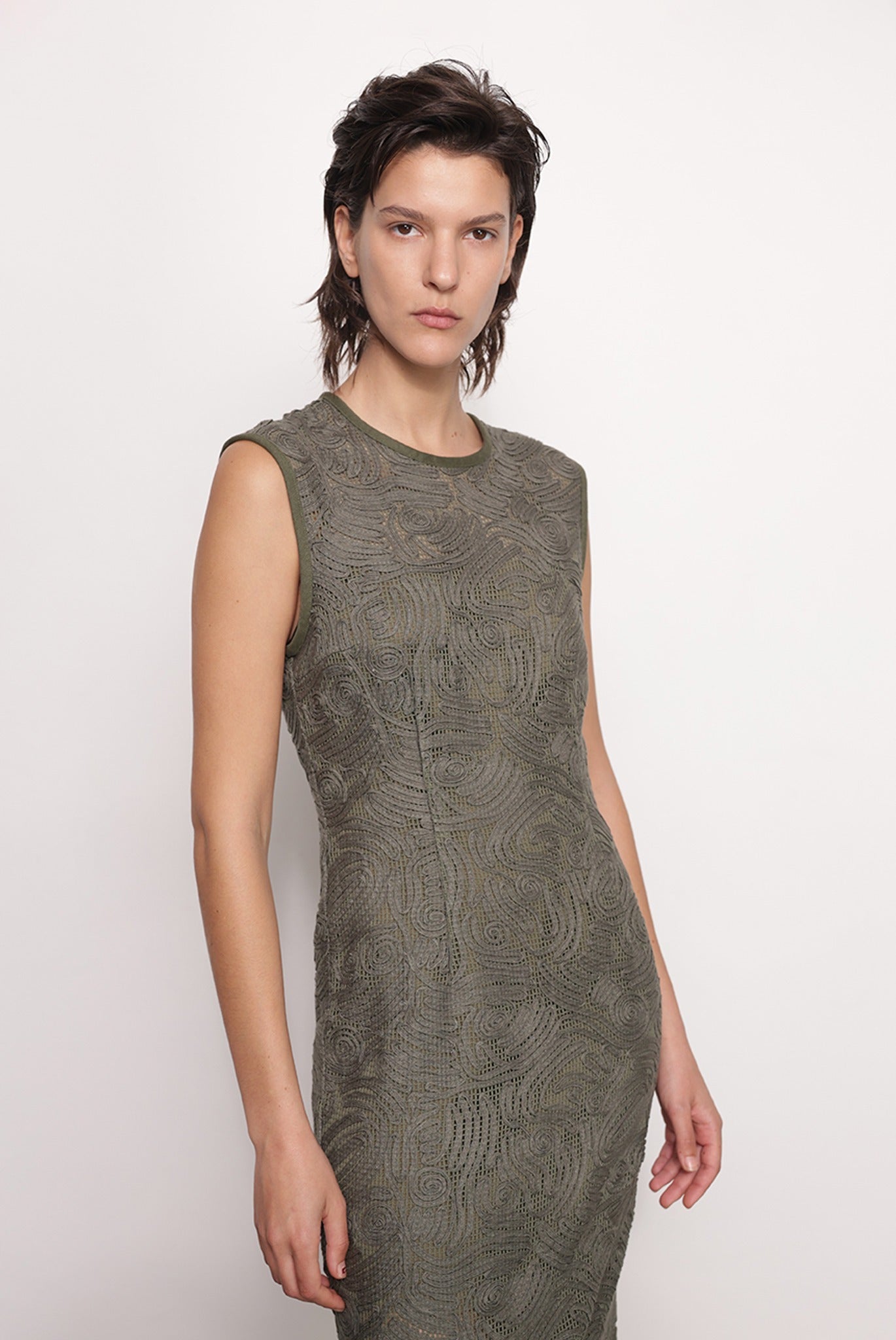 SABINA MUSAYEV - brushed_denim_w._ribbon_mesh_olive_green_fw_25_26