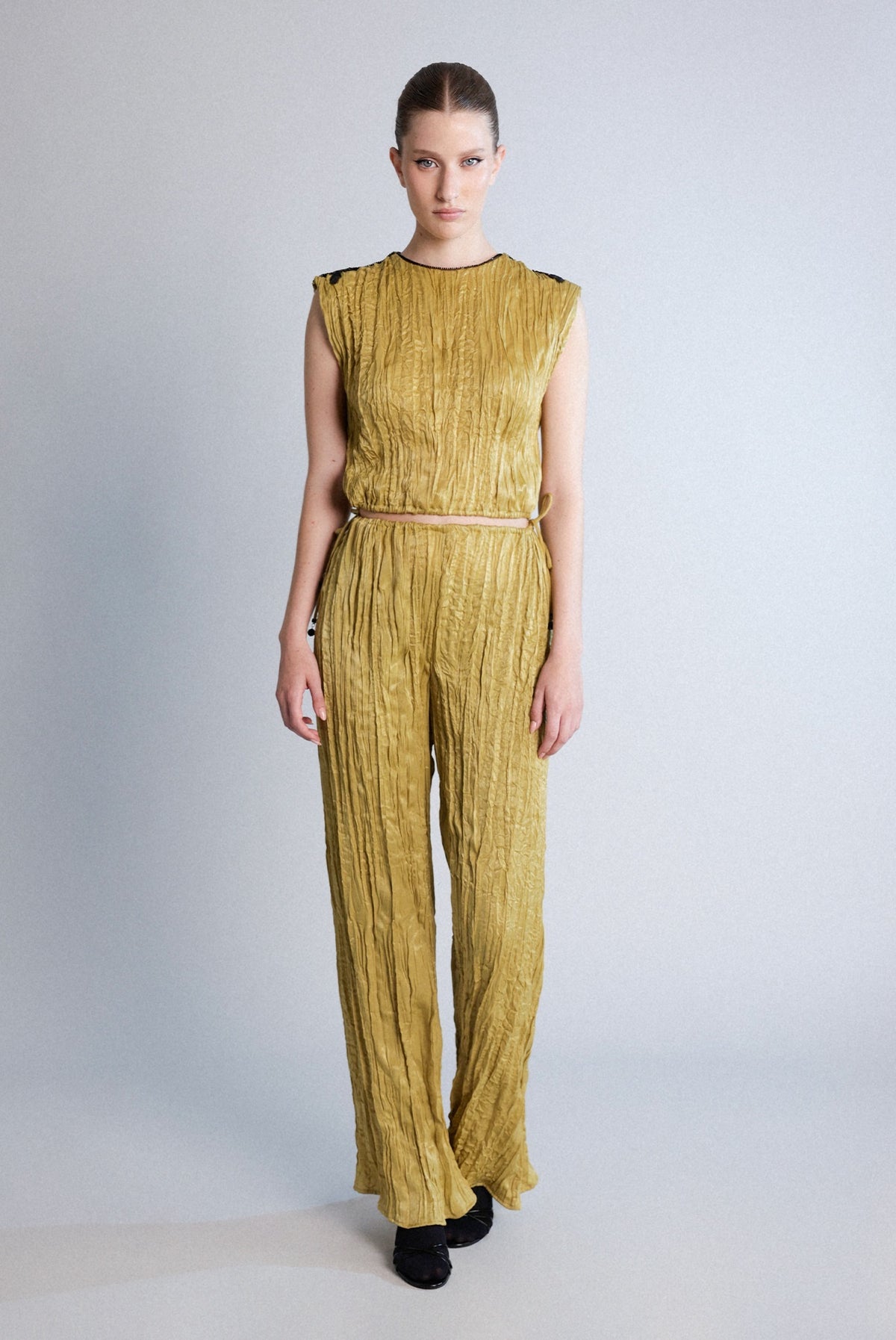 SABINA MUSAYEV - crinkled_satin_antique_gold_pre_spring_26