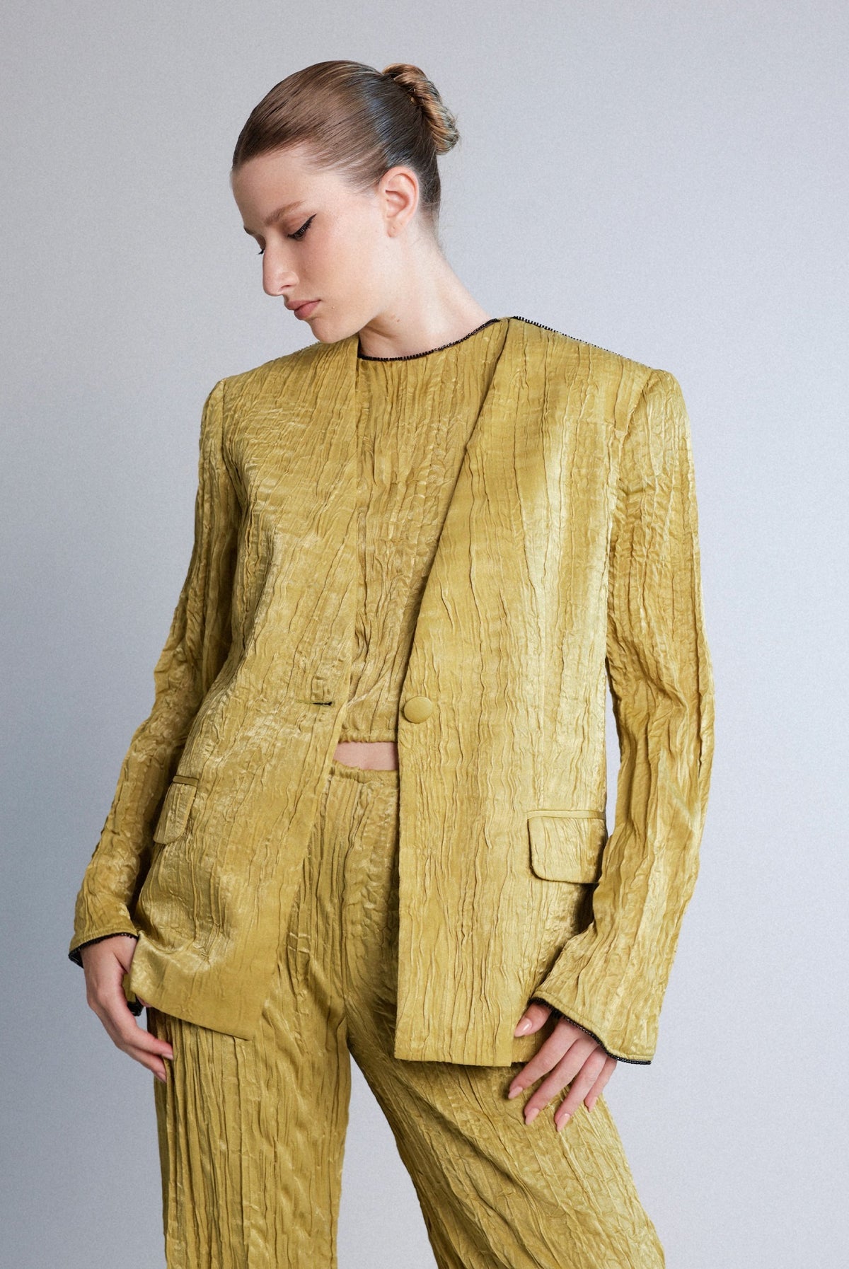SABINA MUSAYEV - crinkled_satin_antique_gold_pre_spring_26