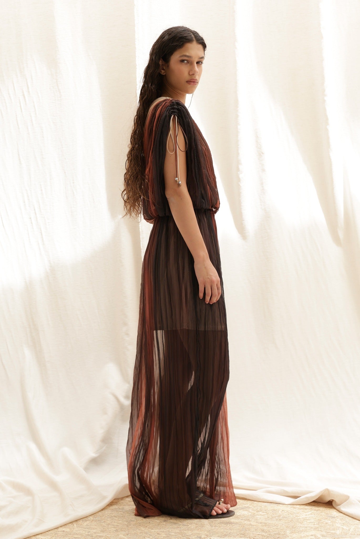SABINA MUSAYEV - gradient_crinkled_chiffon_brown_print_pre_spring_26
