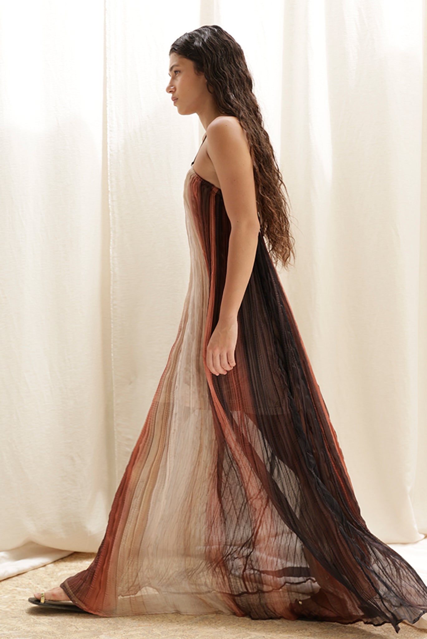 SABINA MUSAYEV - gradient_crinkled_chiffon_brown_print_pre_spring_26