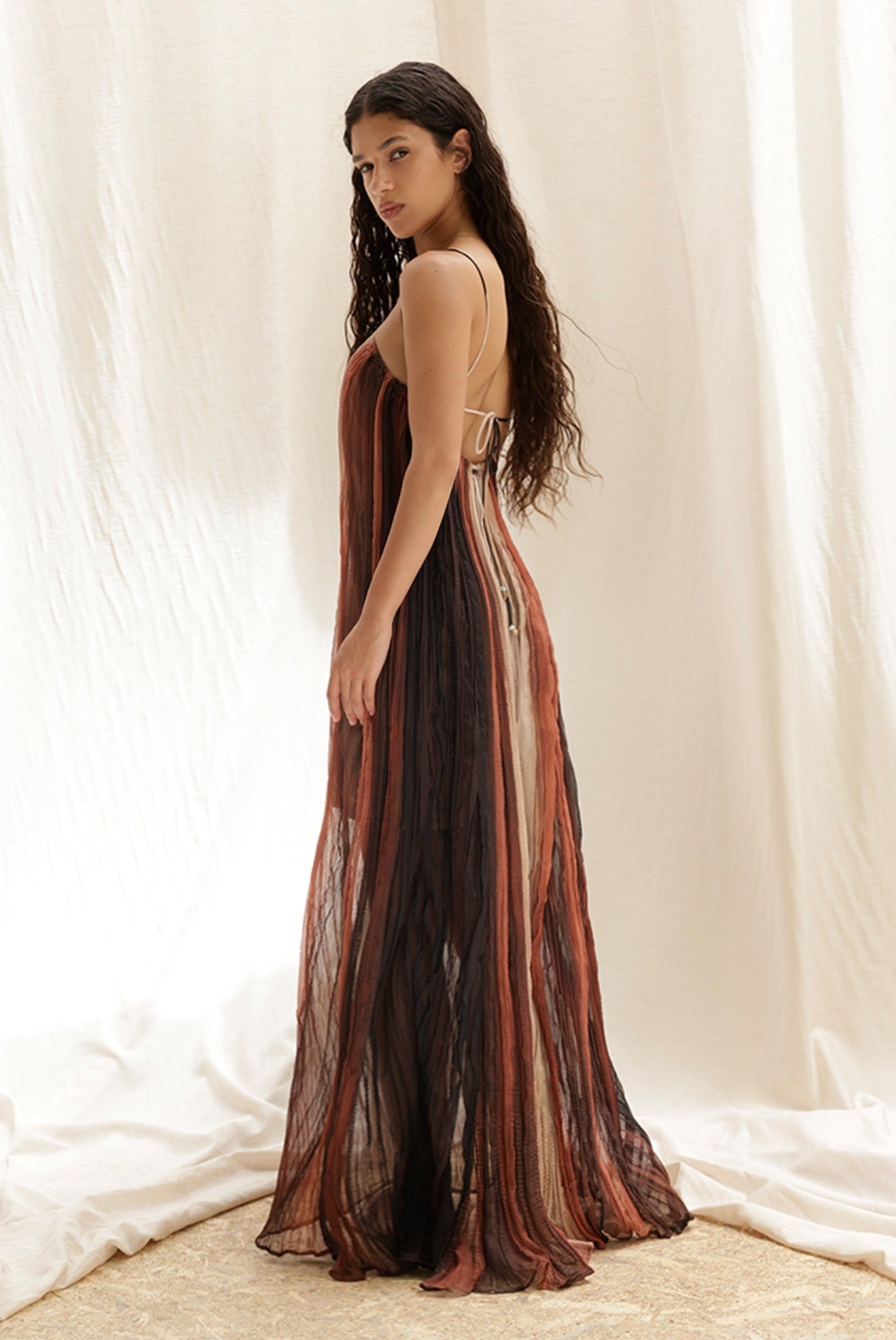 SABINA MUSAYEV - gradient_crinkled_chiffon_brown_print_pre_spring_26