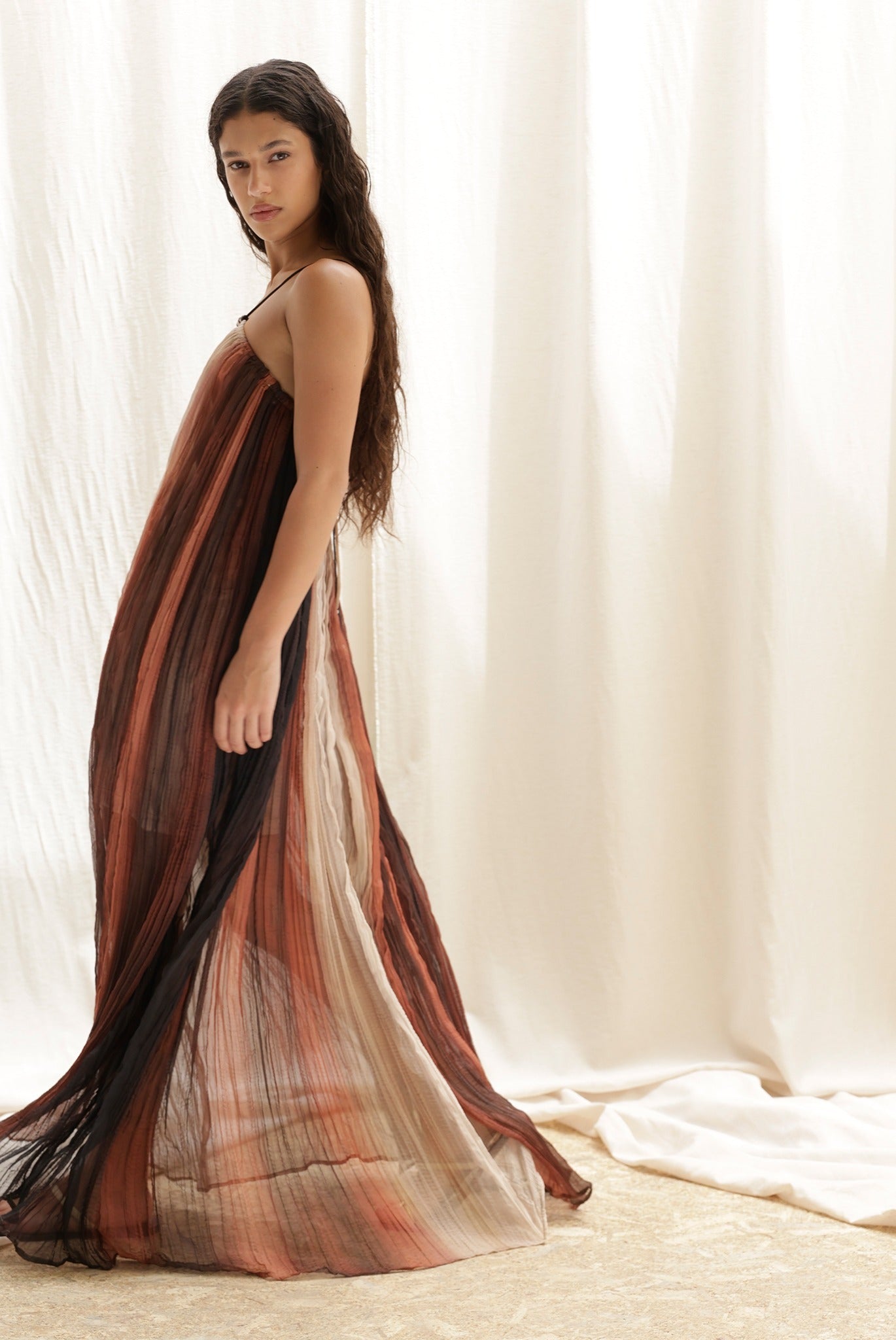 SABINA MUSAYEV - gradient_crinkled_chiffon_brown_print_pre_spring_26