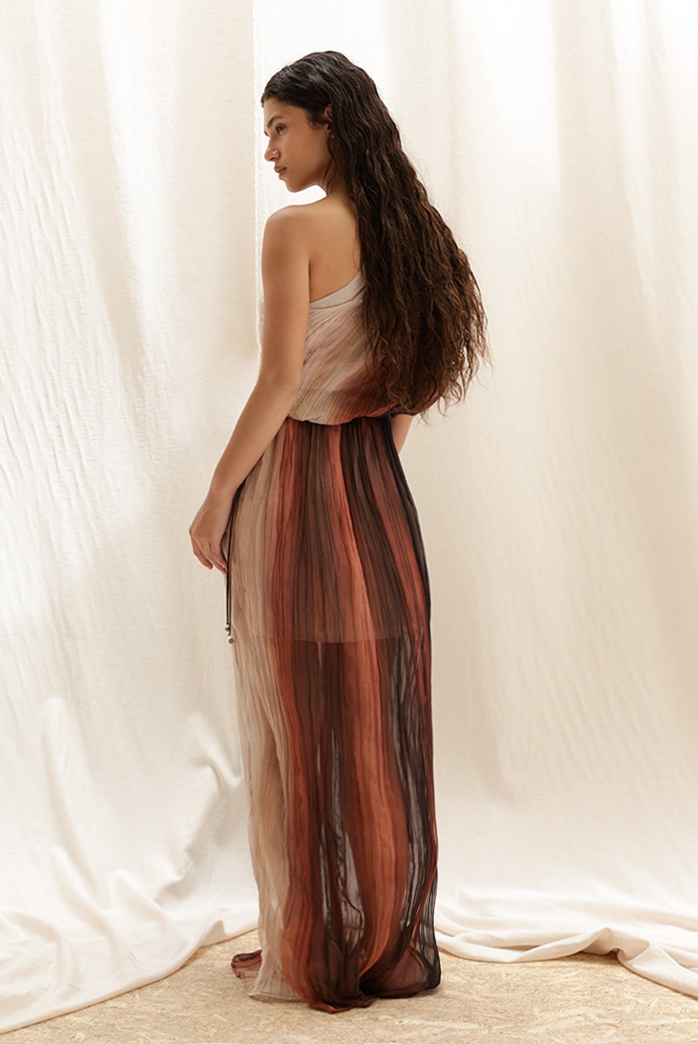 SABINA MUSAYEV - gradient_crinkled_chiffon_brown_print_pre_spring_26