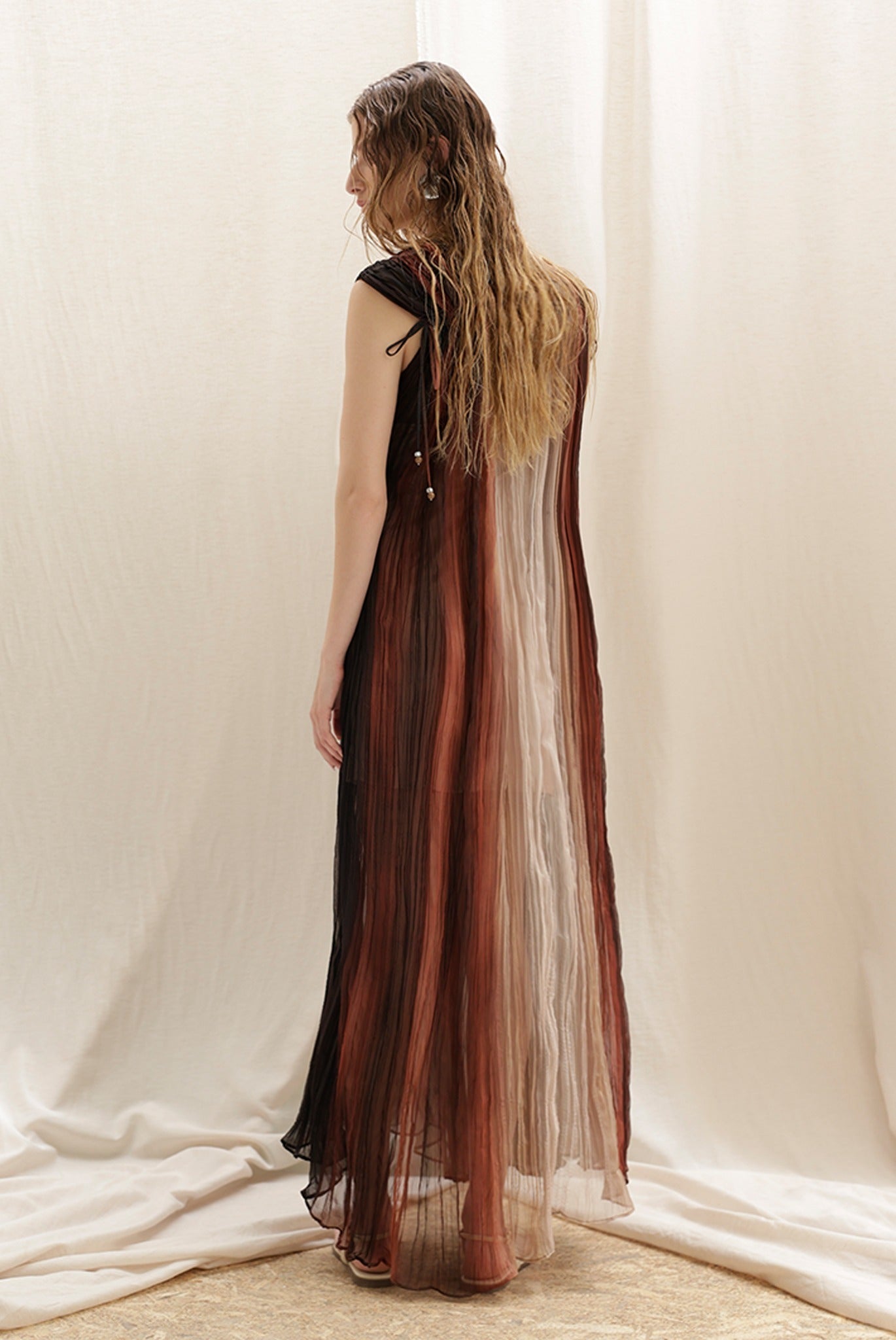 SABINA MUSAYEV - gradient_crinkled_chiffon_brown_print_pre_spring_26