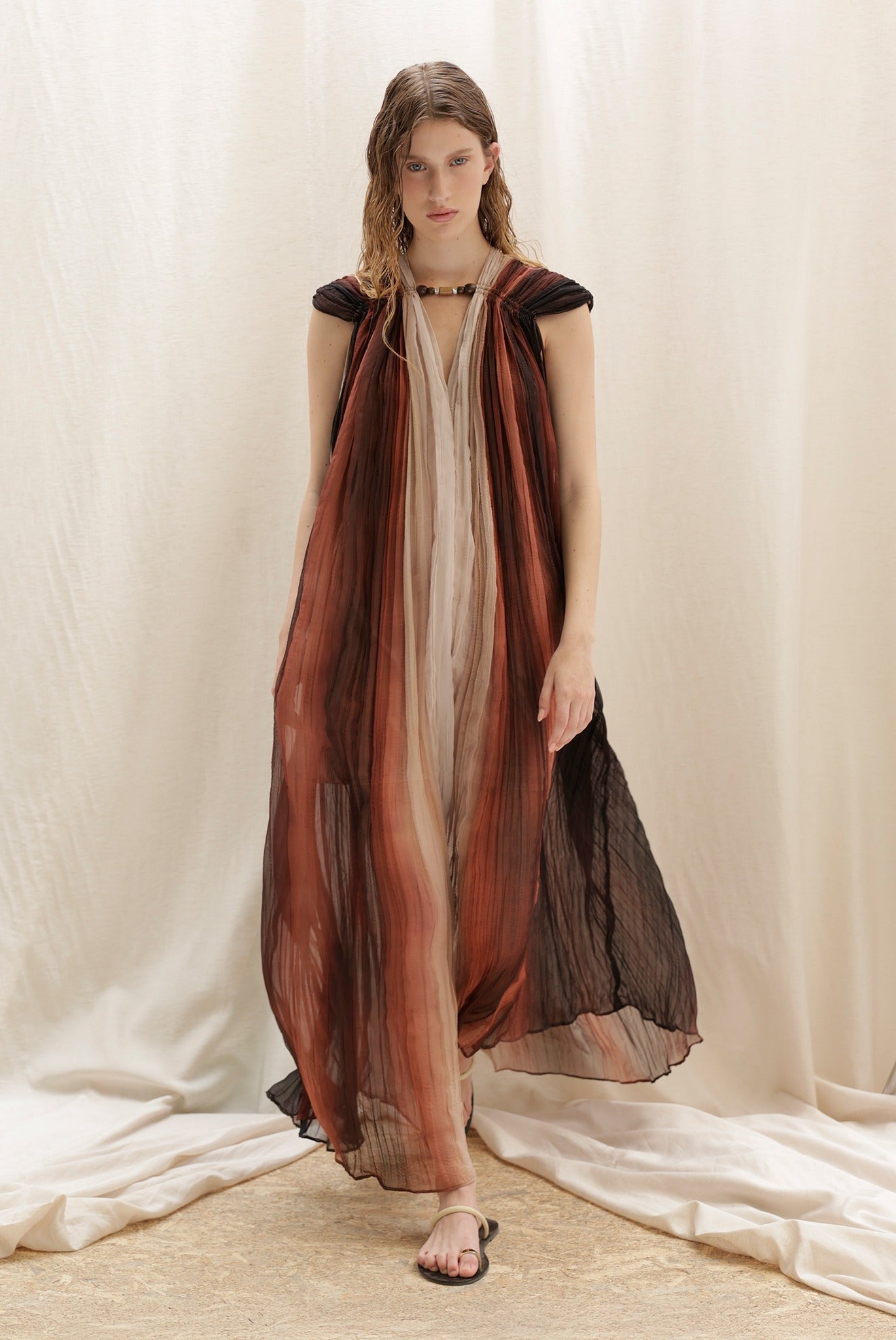 SABINA MUSAYEV - gradient_crinkled_chiffon_brown_print_pre_spring_26