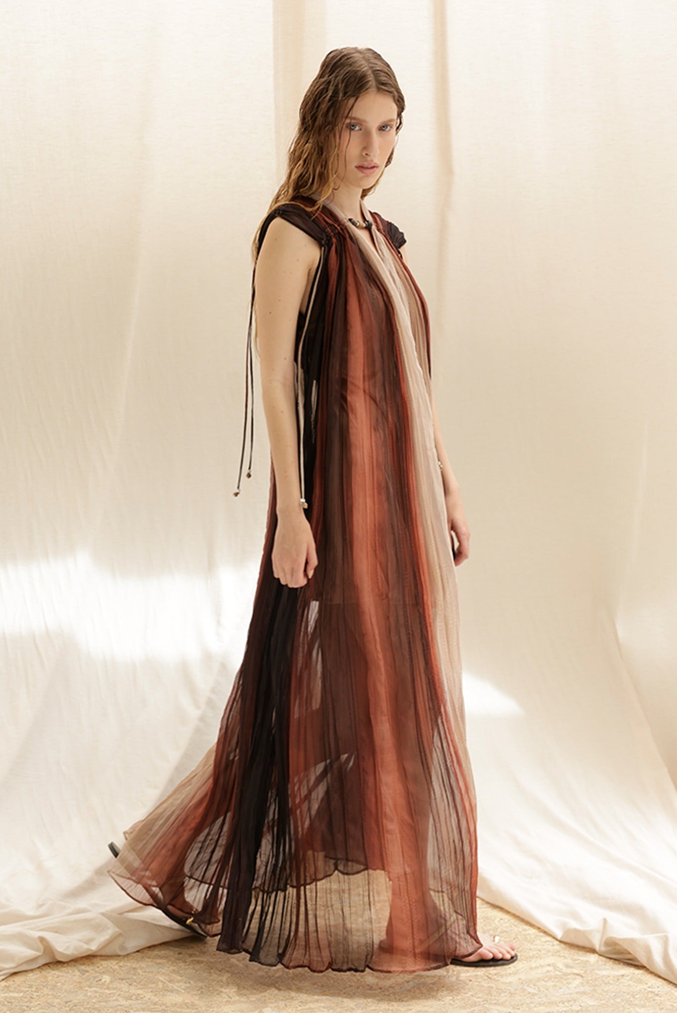SABINA MUSAYEV - gradient_crinkled_chiffon_brown_print_pre_spring_26