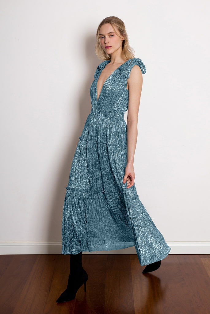 helena dress in multicolor silver sabina musayev NWT Sabina Musayev Helena Silver Maxi Dress Size M
