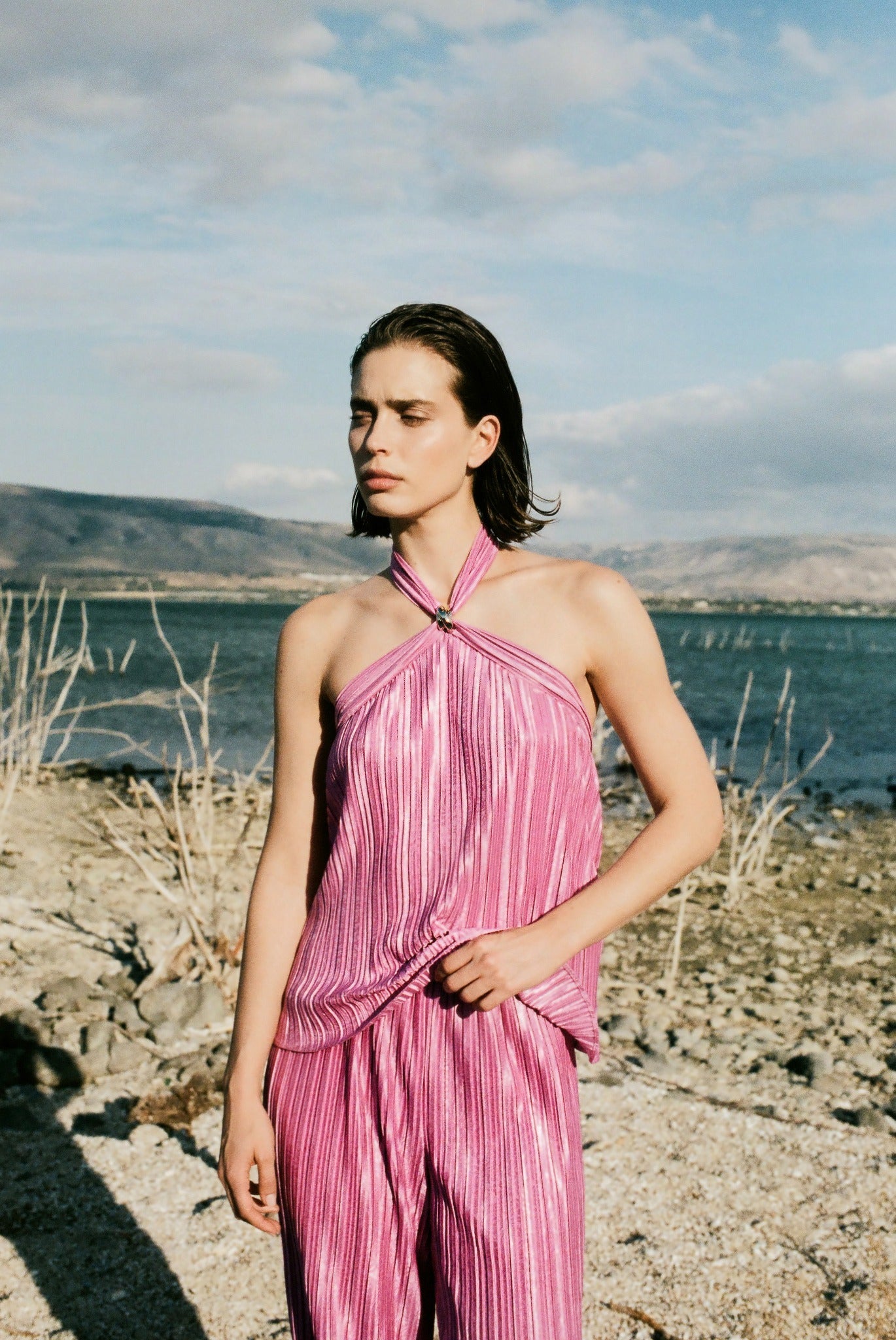 SABINA MUSAYEV - paisley_embossed_pleated_knit_fuchsia_pink_summer_26