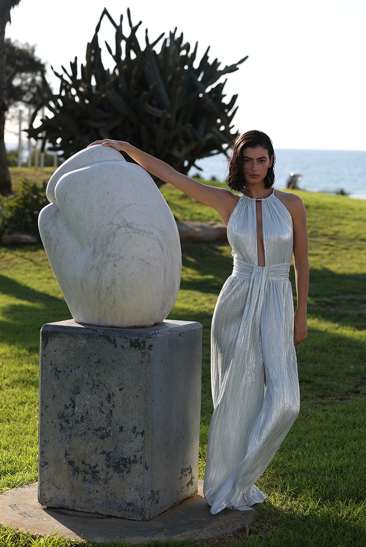 SABINA MUSAYEV - pleated_knit_w_gold_foil_sky_silver_pre_fall_26_27