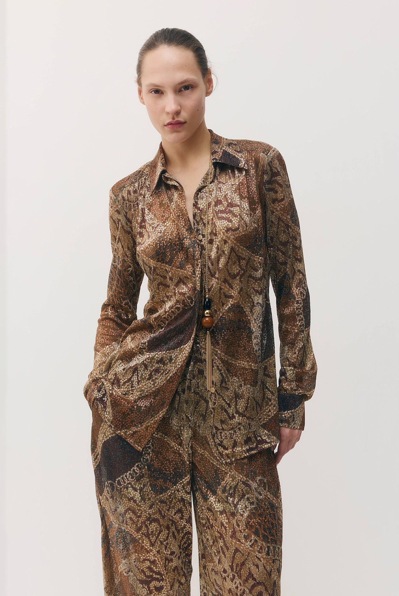 SABINA MUSAYEV - printed_ray_lurex_bronze_gold_print_fw_26_27