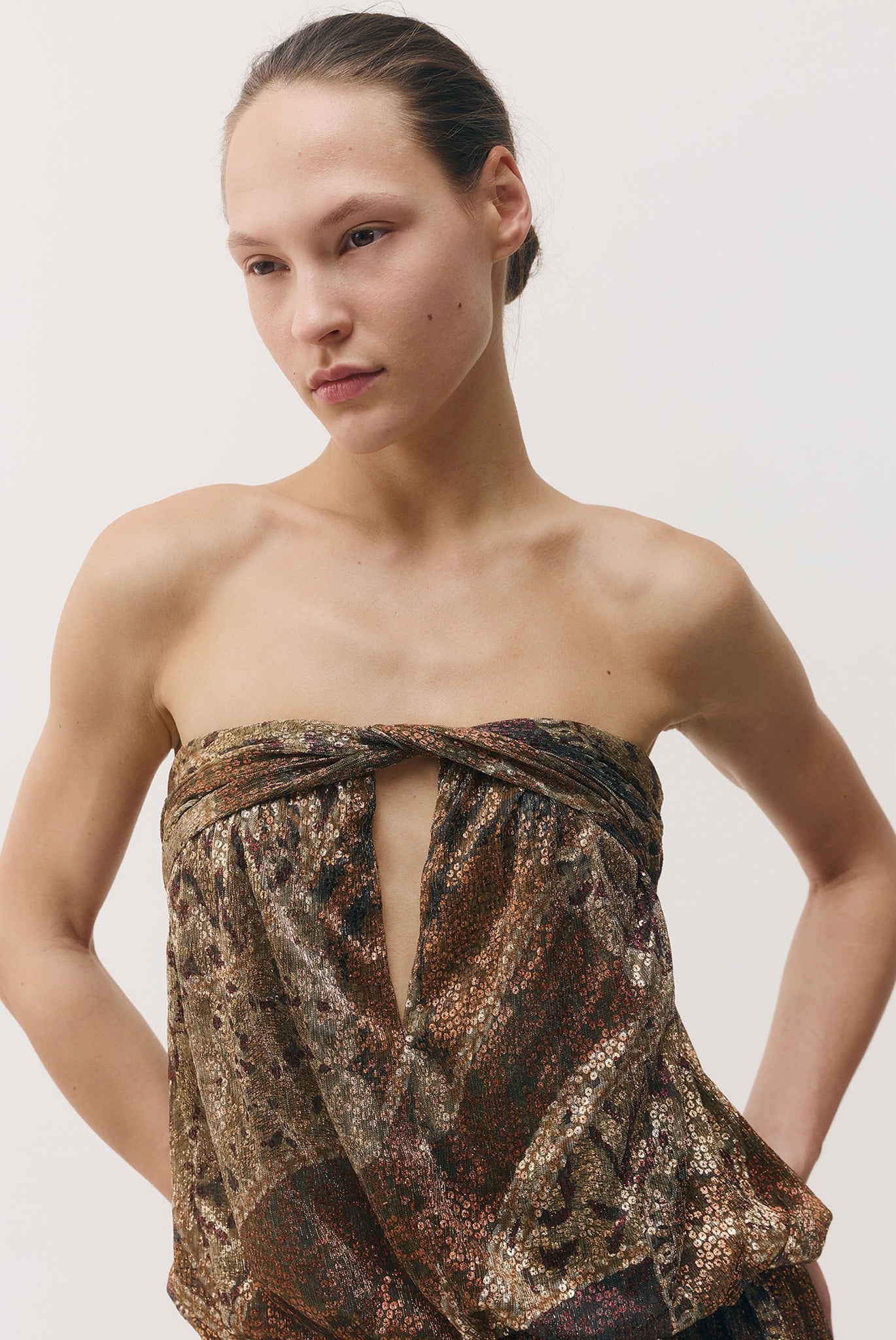 SABINA MUSAYEV - printed_ray_lurex_bronze_gold_print_fw_26_27