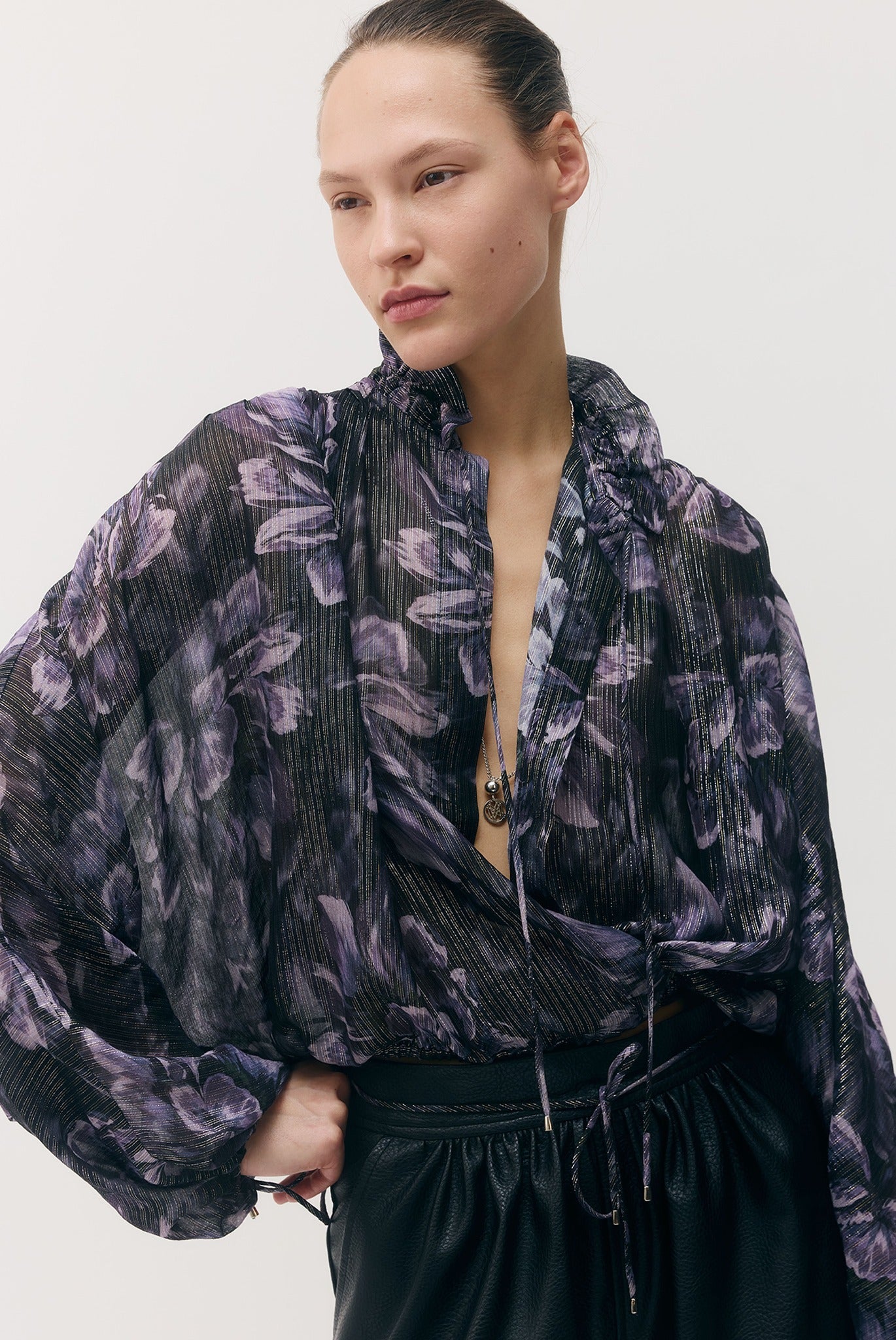 SABINA MUSAYEV - silk_blend_printed_chiffon_smokey_purple_fw_26_27