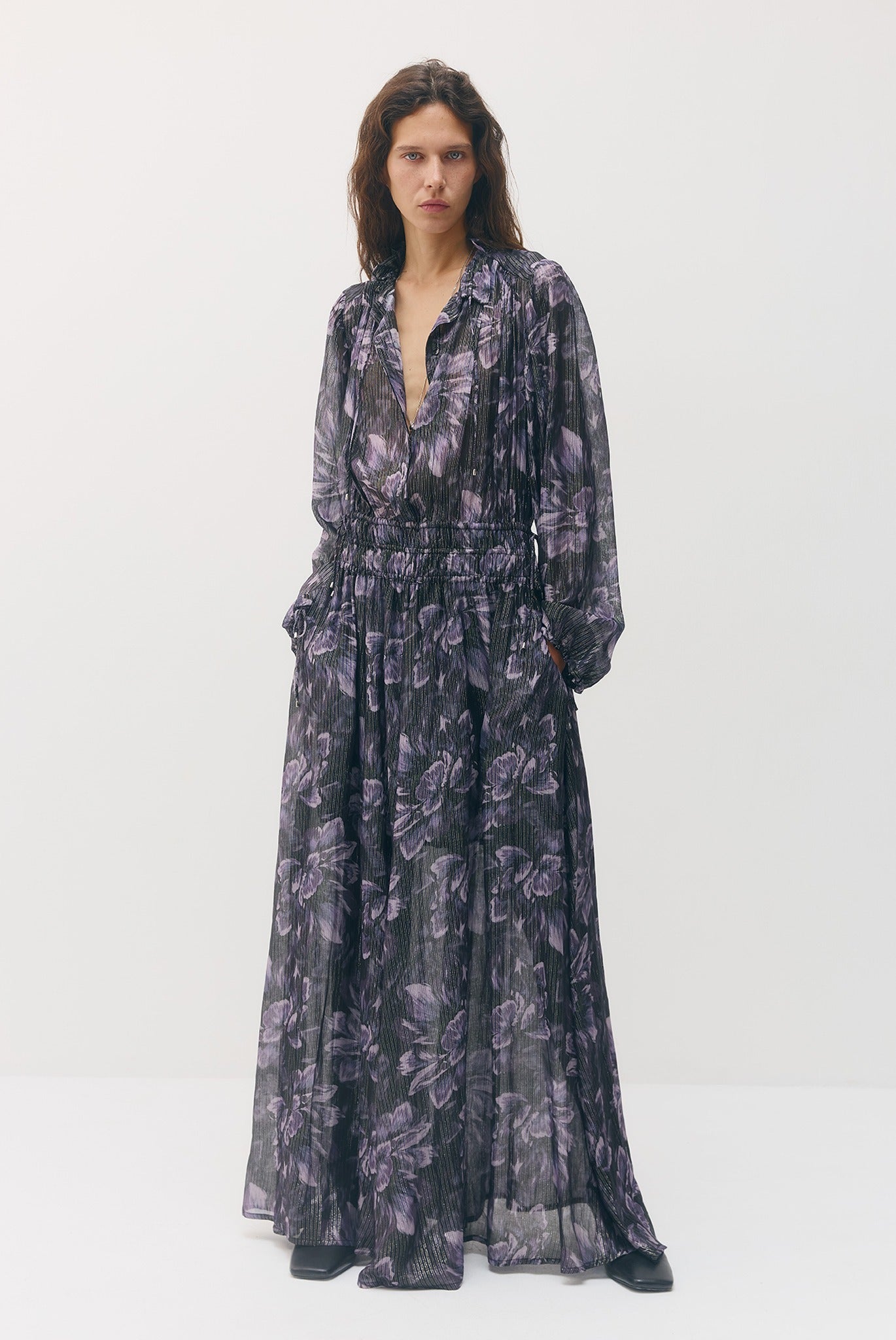 SABINA MUSAYEV - silk_blend_printed_chiffon_smokey_purple_fw_26_27