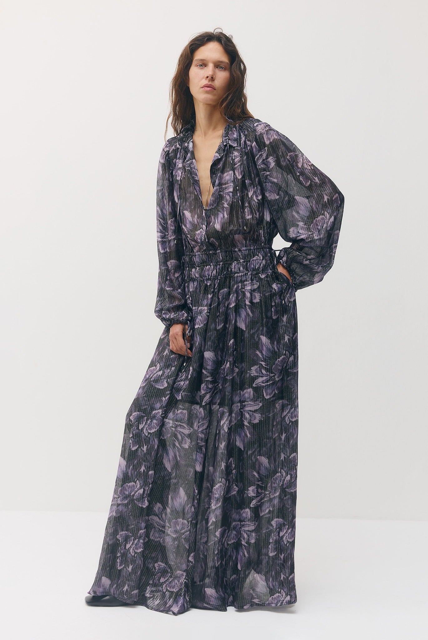 SABINA MUSAYEV - silk_blend_printed_chiffon_smokey_purple_fw_26_27
