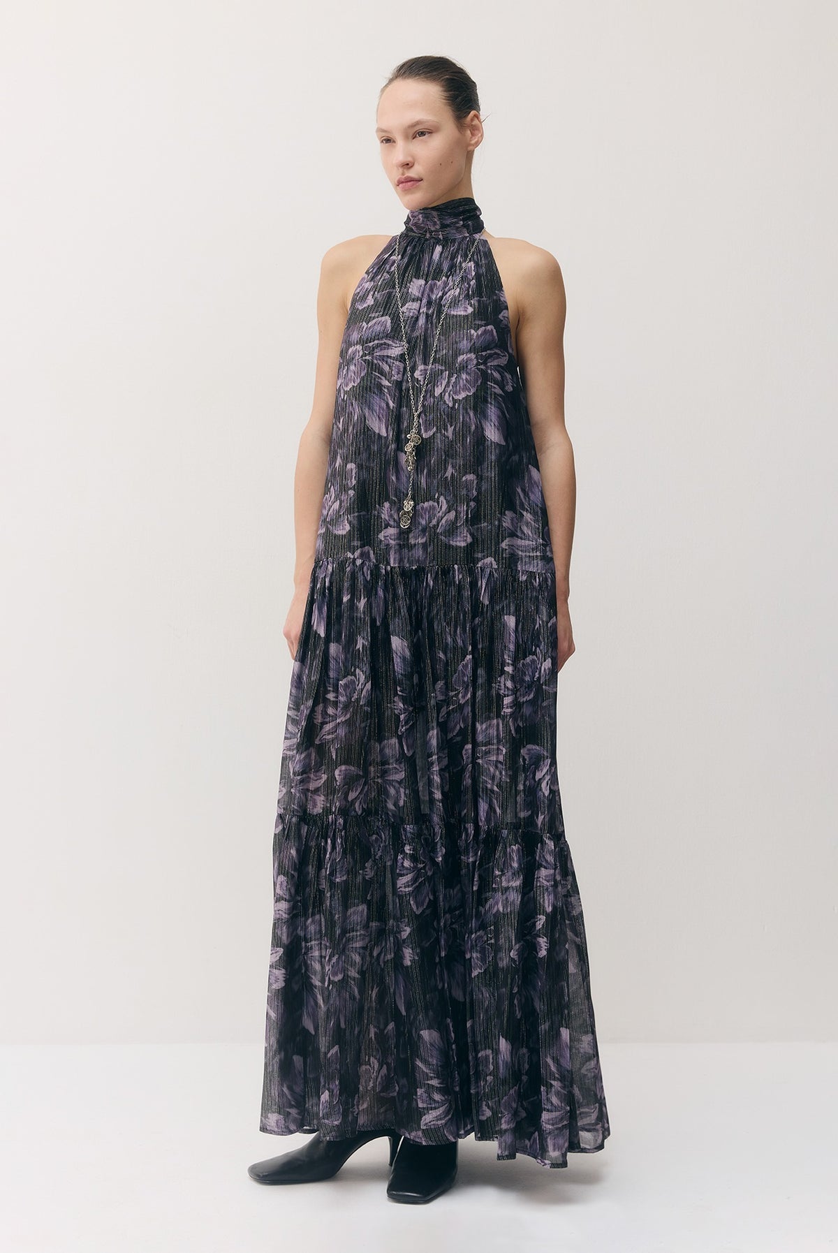 SABINA MUSAYEV - silk_blend_printed_chiffon_smokey_purple_fw_26_27