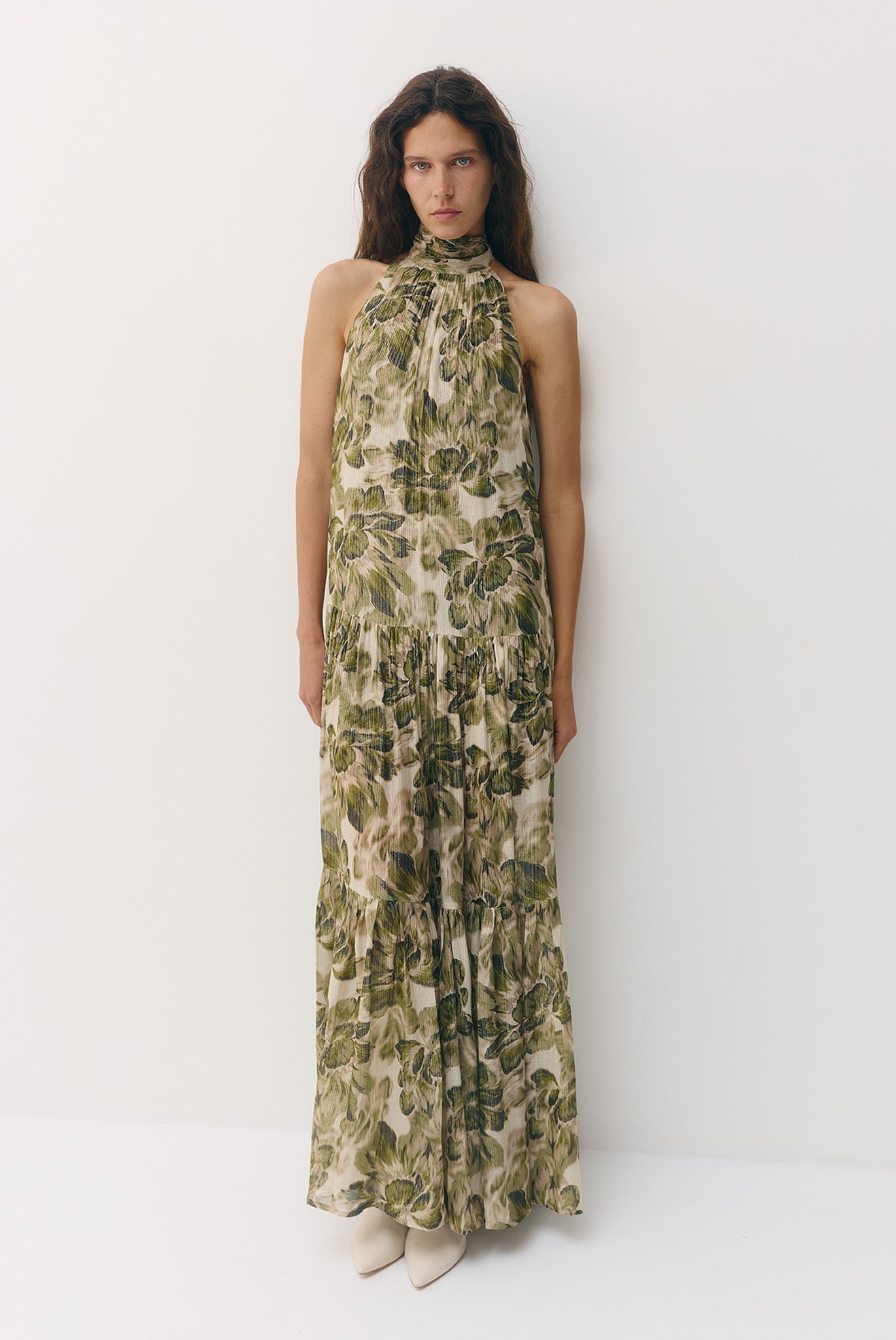 SABINA MUSAYEV - silk_blend_printed_chiffon_golden_olive_fw_26_27