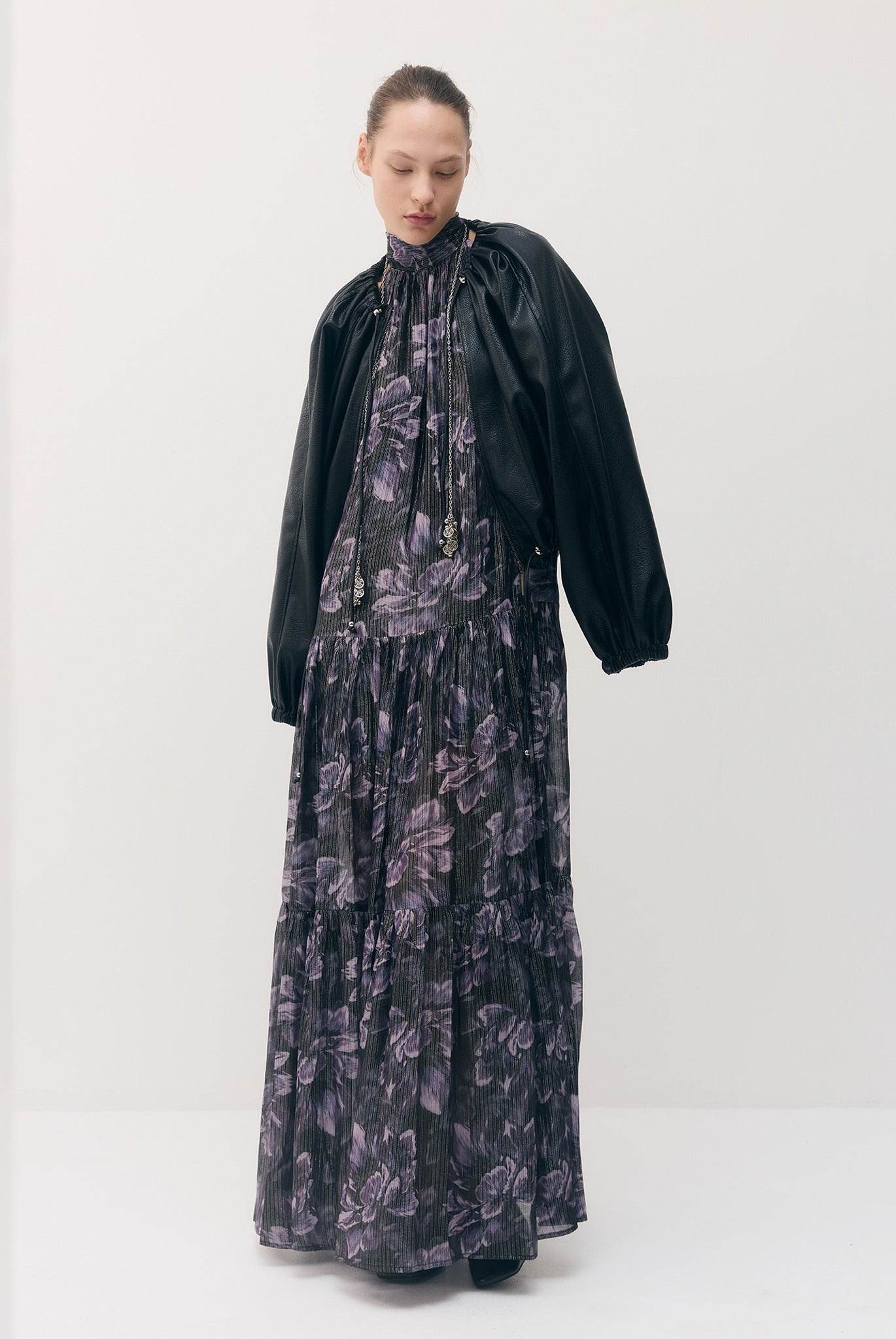 SABINA MUSAYEV - silk_blend_printed_chiffon_smokey_purple_fw_26_27