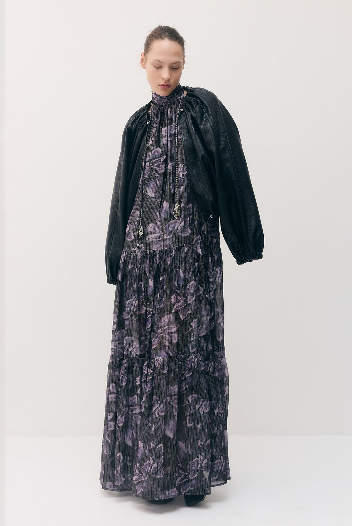 SABINA MUSAYEV - silk_blend_printed_chiffon_smokey_purple_fw_26_27
