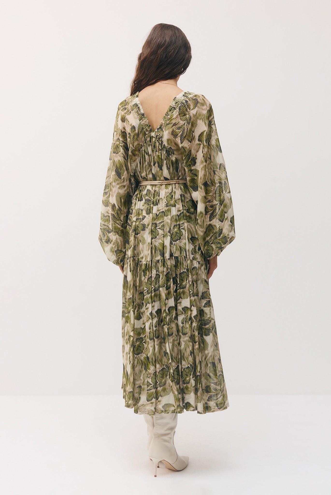 SABINA MUSAYEV - silk_blend_printed_chiffon_golden_olive_fw_26_27