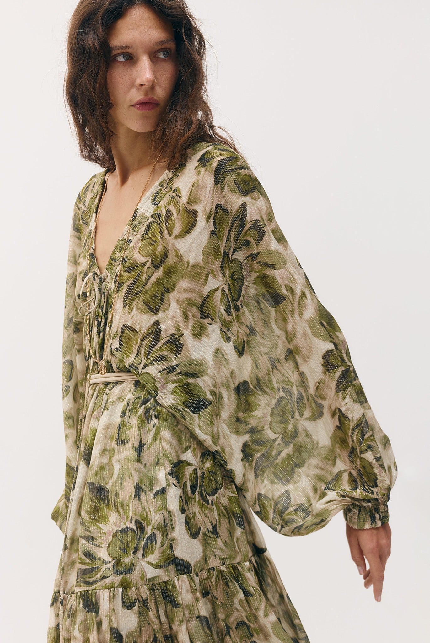 SABINA MUSAYEV - silk_blend_printed_chiffon_golden_olive_fw_26_27