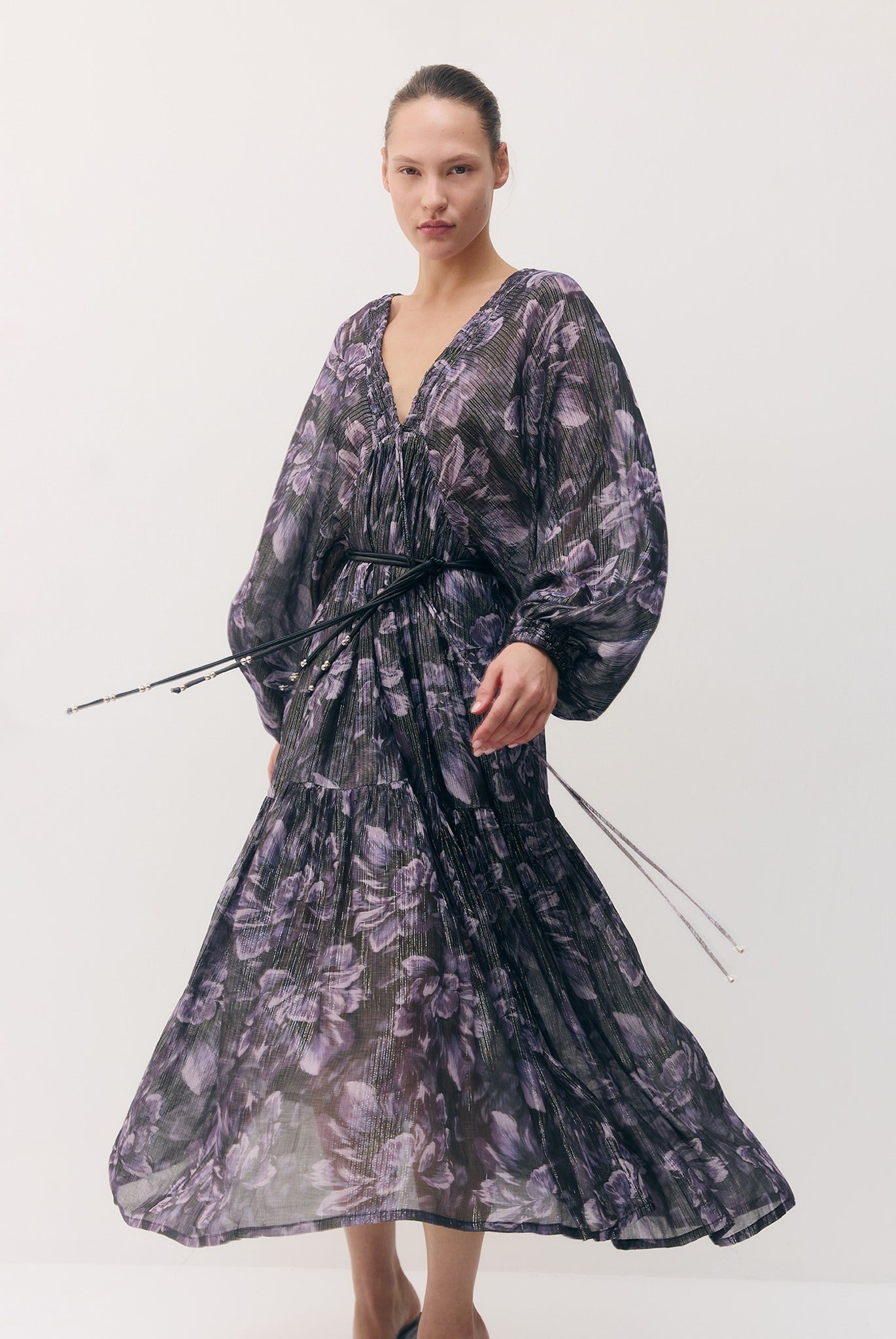 SABINA MUSAYEV - silk_blend_printed_chiffon_smokey_purple_fw_26_27