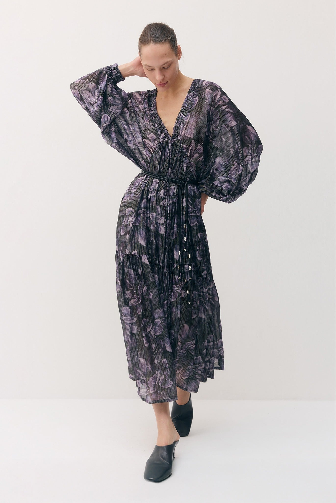SABINA MUSAYEV - silk_blend_printed_chiffon_smokey_purple_fw_26_27