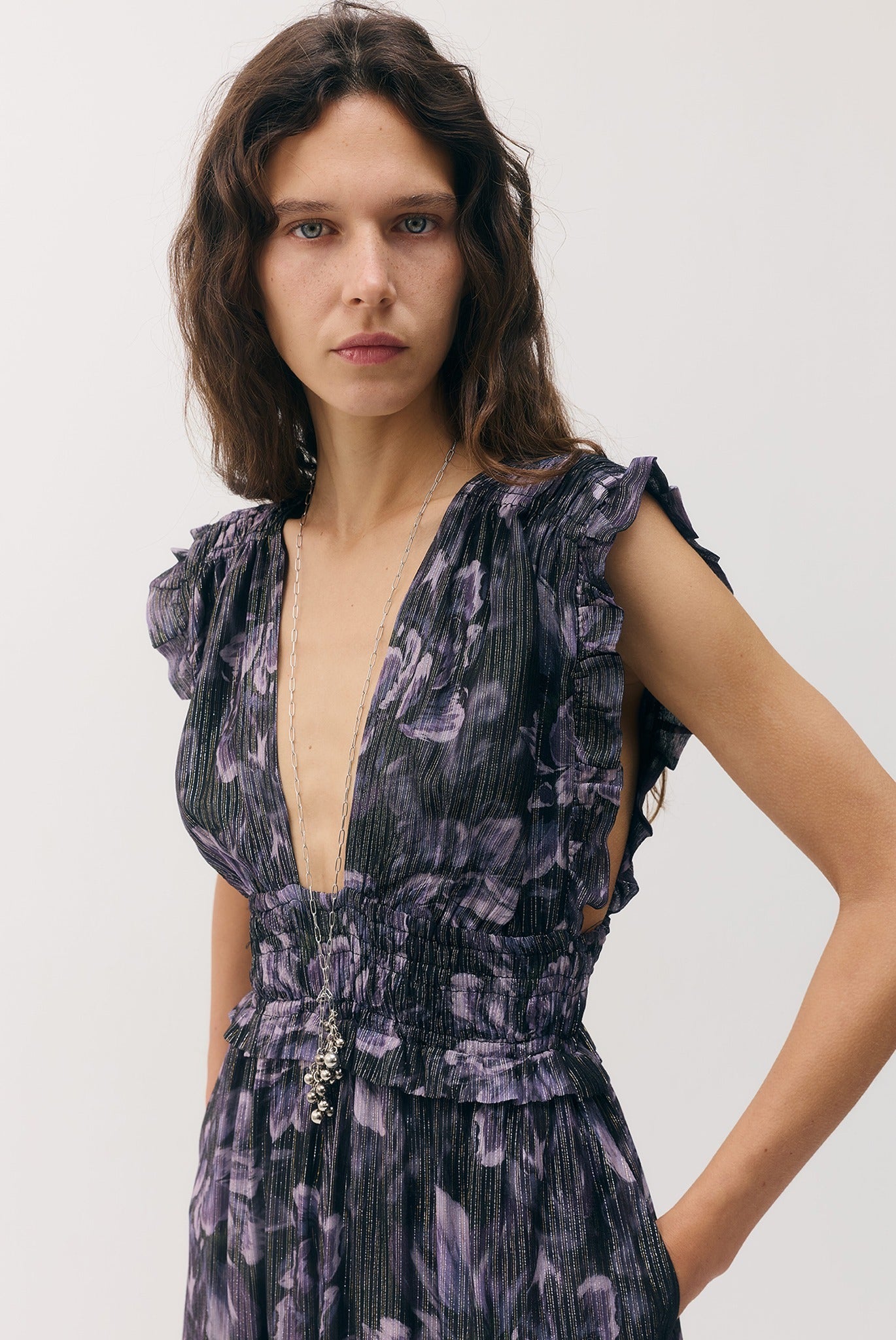 SABINA MUSAYEV - silk_blend_printed_chiffon_smokey_purple_fw_26_27