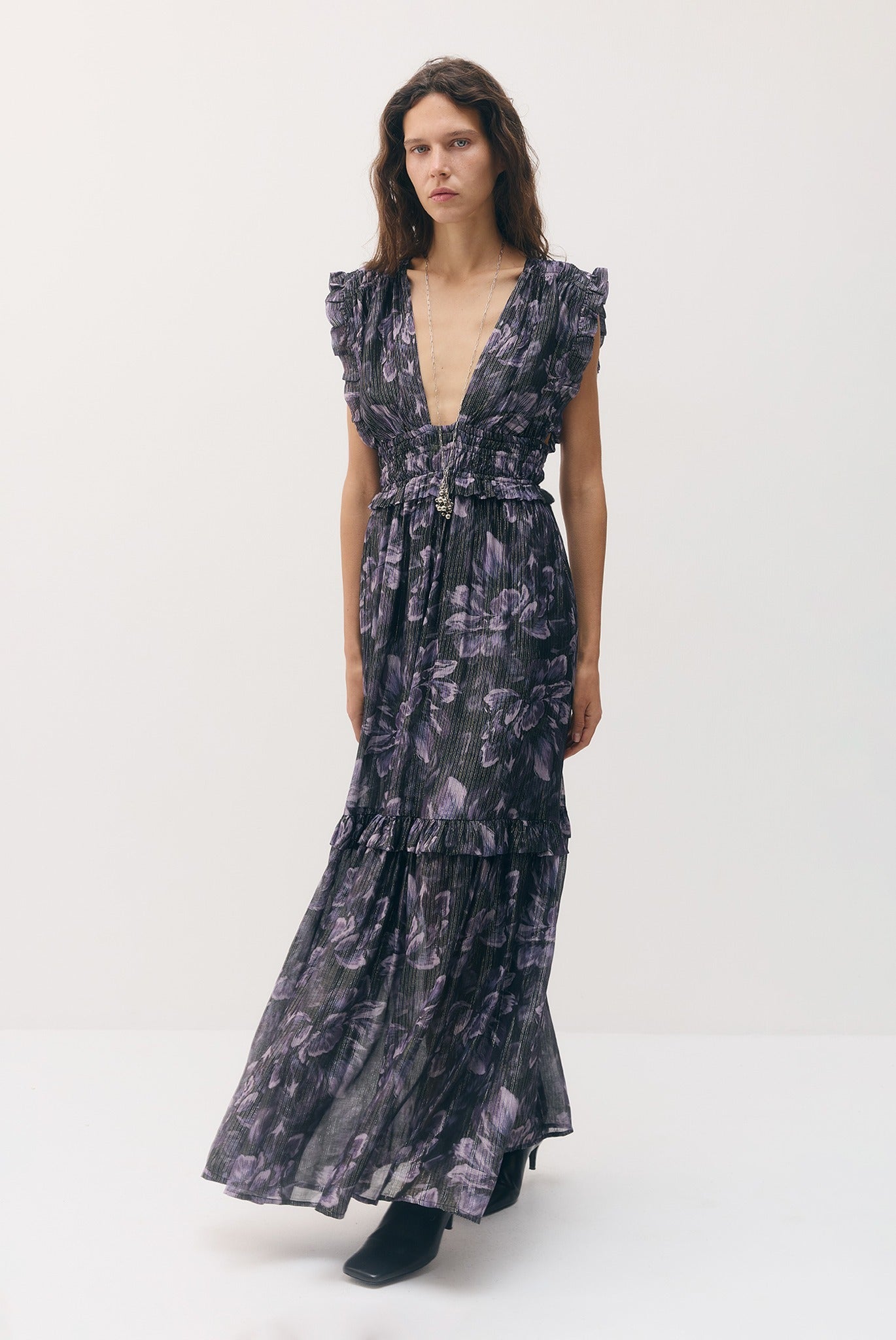 SABINA MUSAYEV - silk_blend_printed_chiffon_smokey_purple_fw_26_27