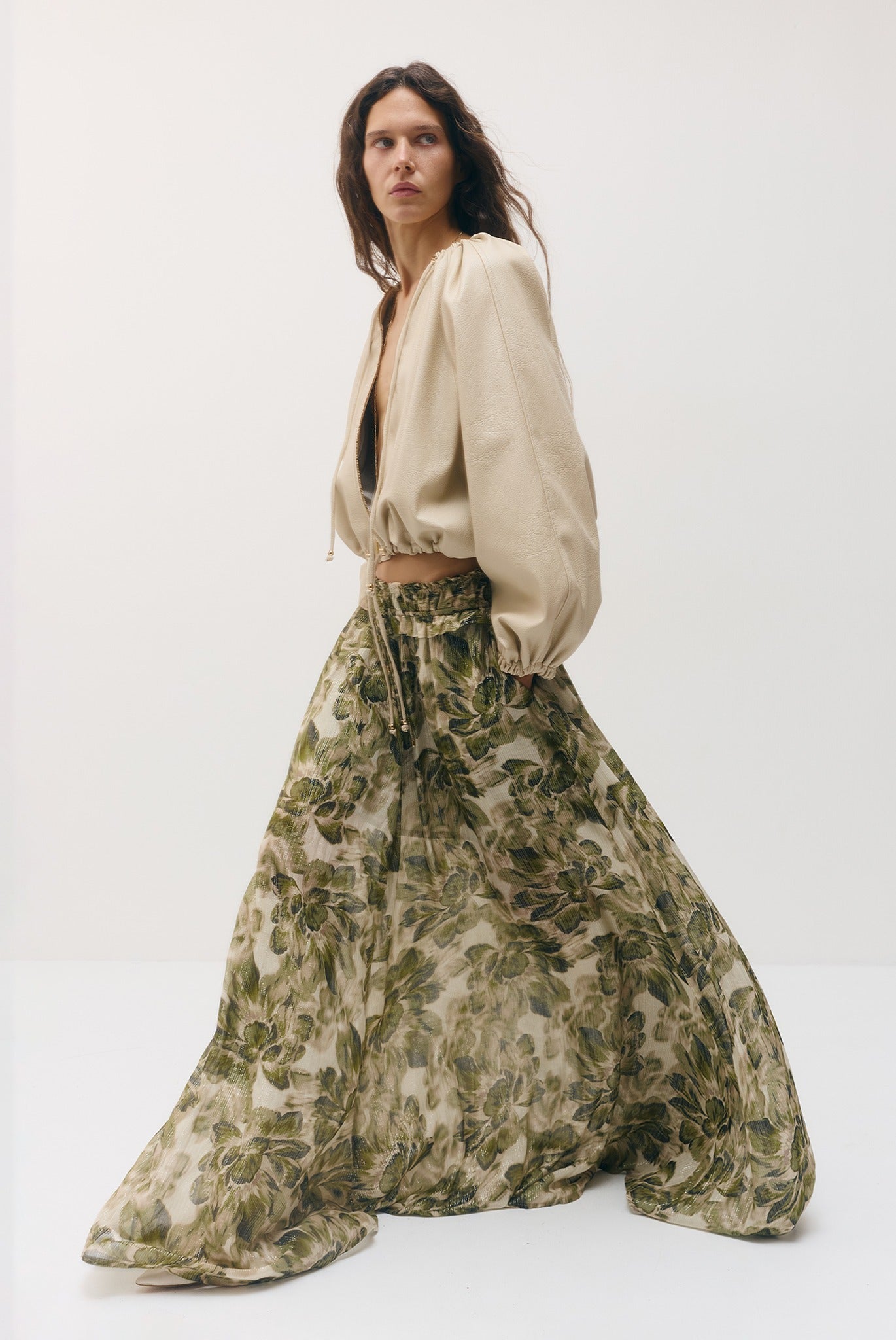 SABINA MUSAYEV - silk_blend_printed_chiffon_golden_olive_fw_26_27