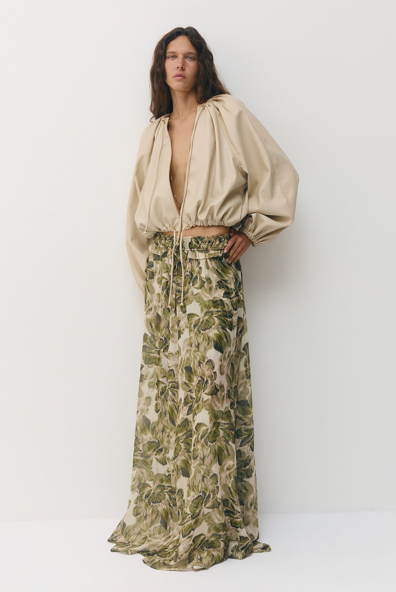 SABINA MUSAYEV - silk_blend_printed_chiffon_golden_olive_fw_26_27