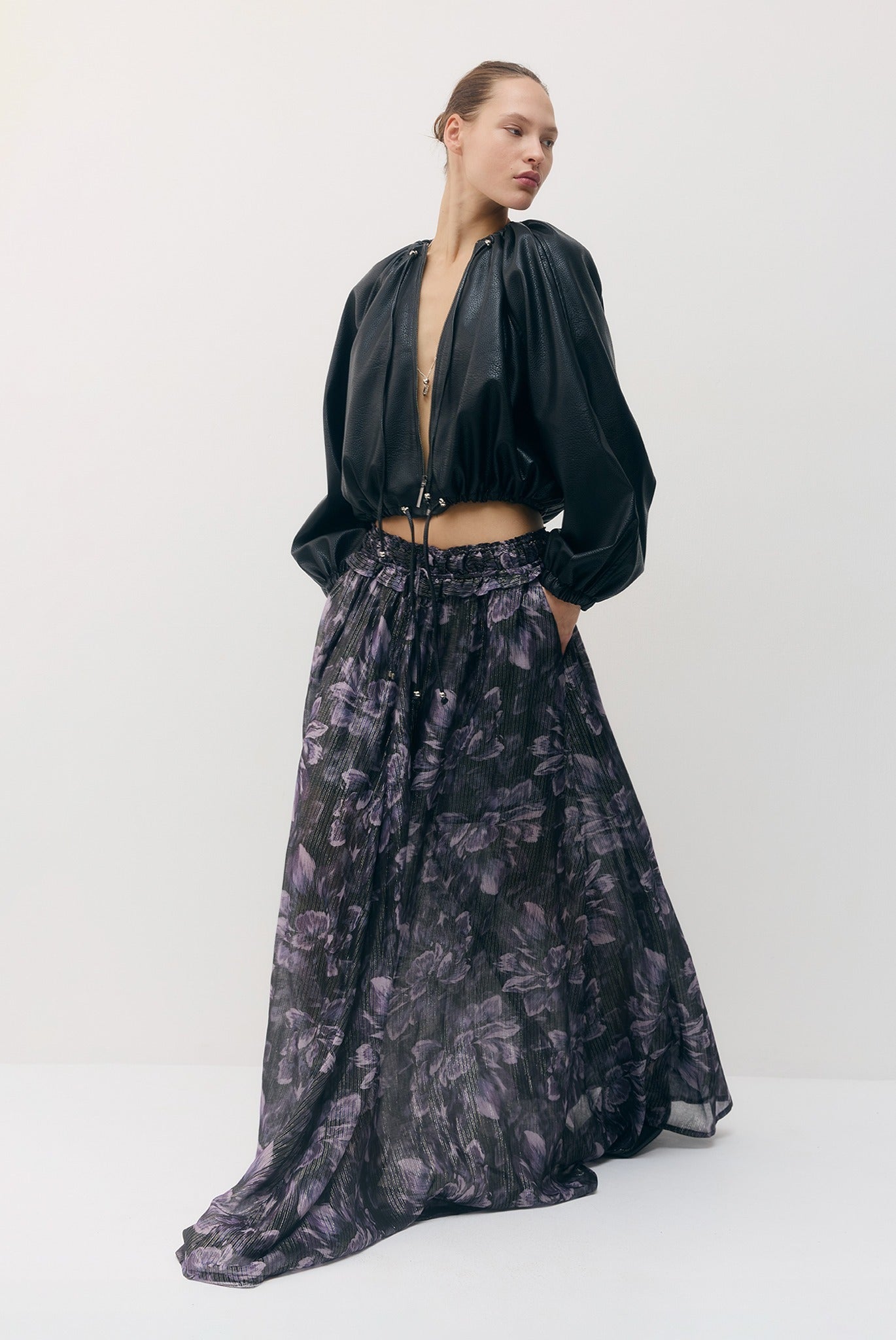 SABINA MUSAYEV - silk_blend_printed_chiffon_smokey_purple_fw_26_27