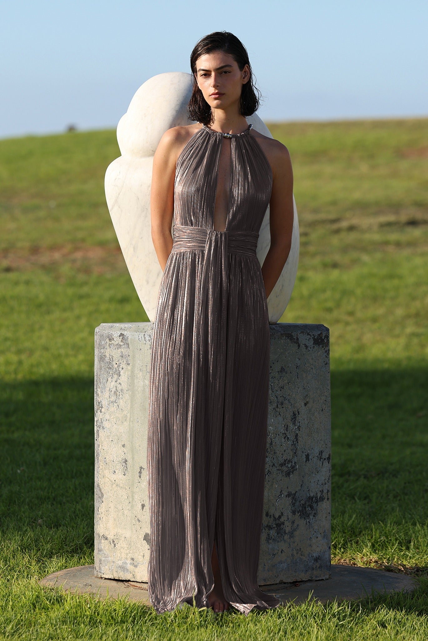 sabina musayev brown dress AMANI DRESS
