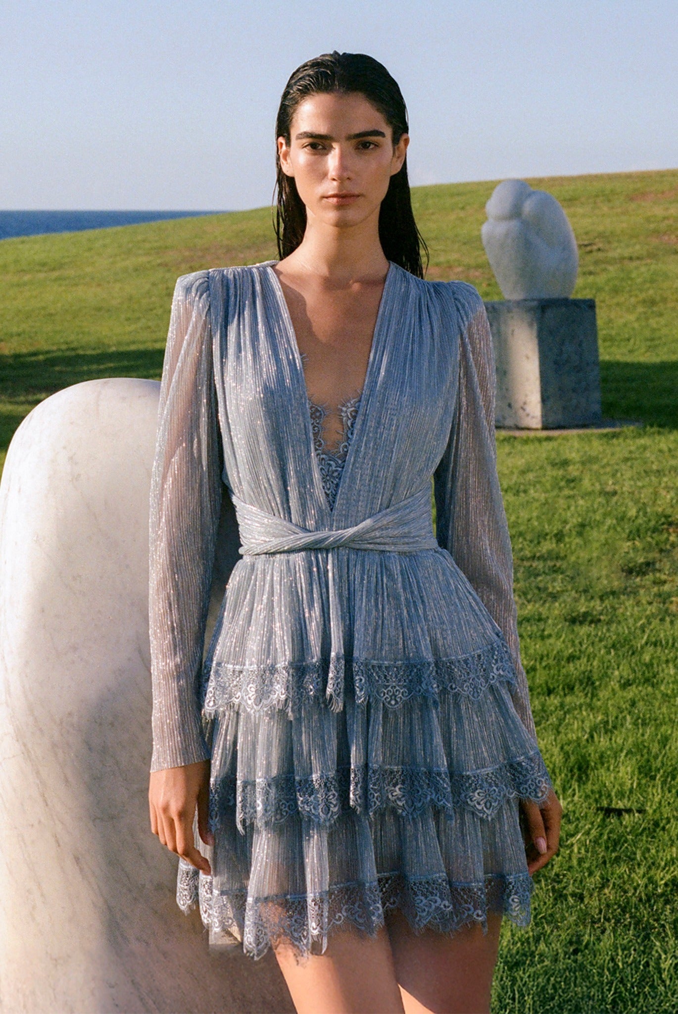 sabina musayev silver dress AZURA DRESS