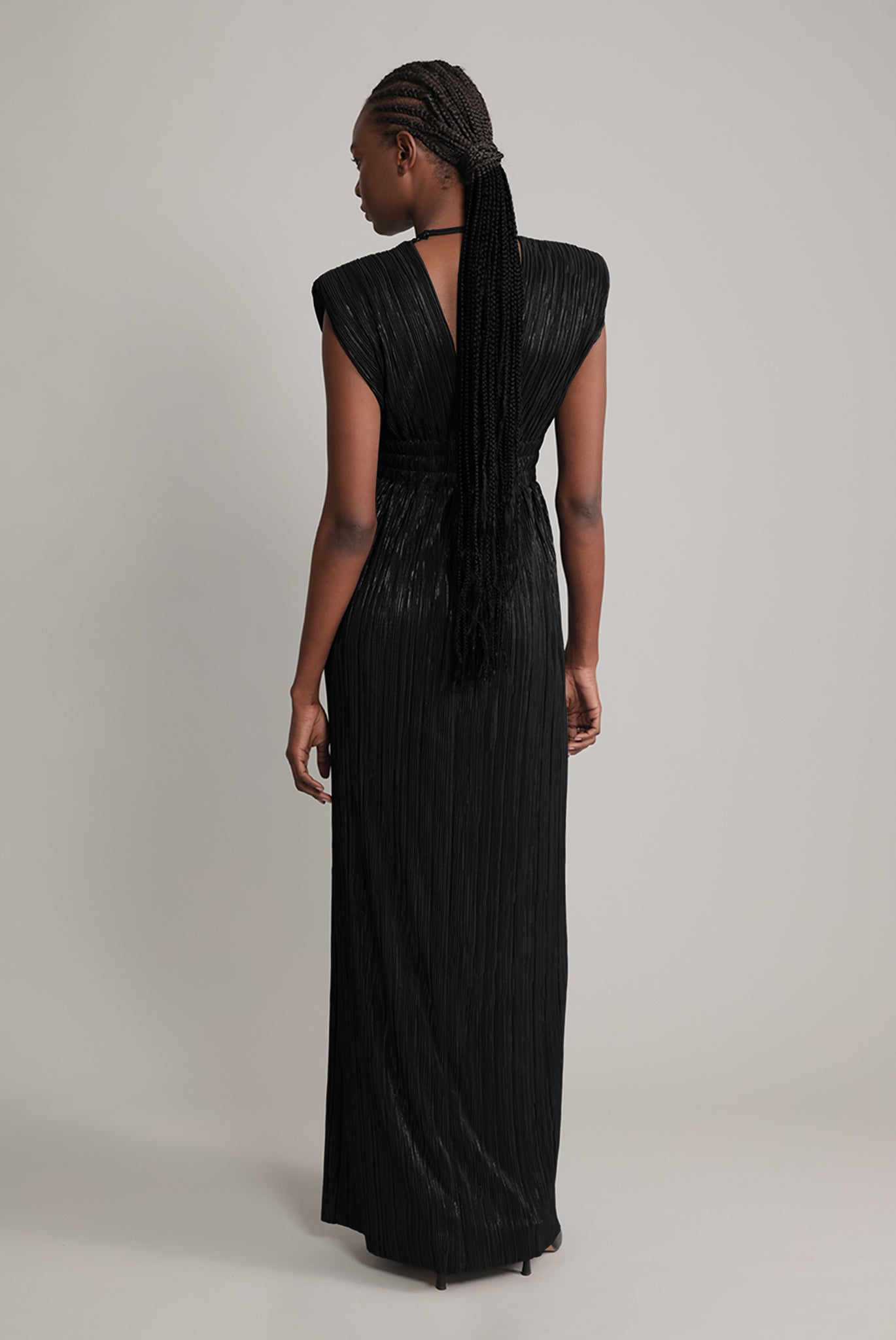 SABINA MUSAYEV - pleated_knit_w_foil_black_fw_24_25