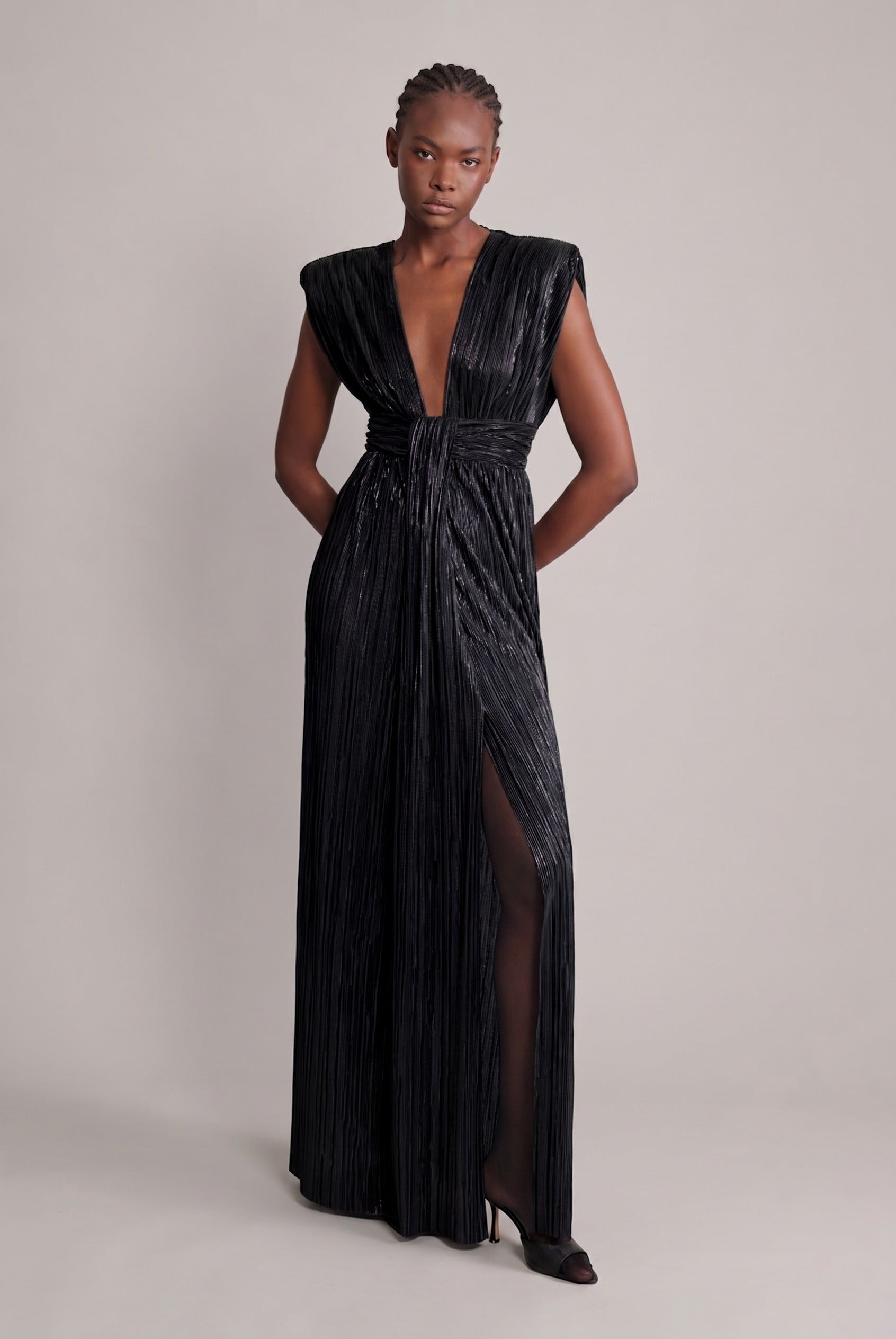 SABINA MUSAYEV - pleated_knit_w_foil_black_fw_24_25