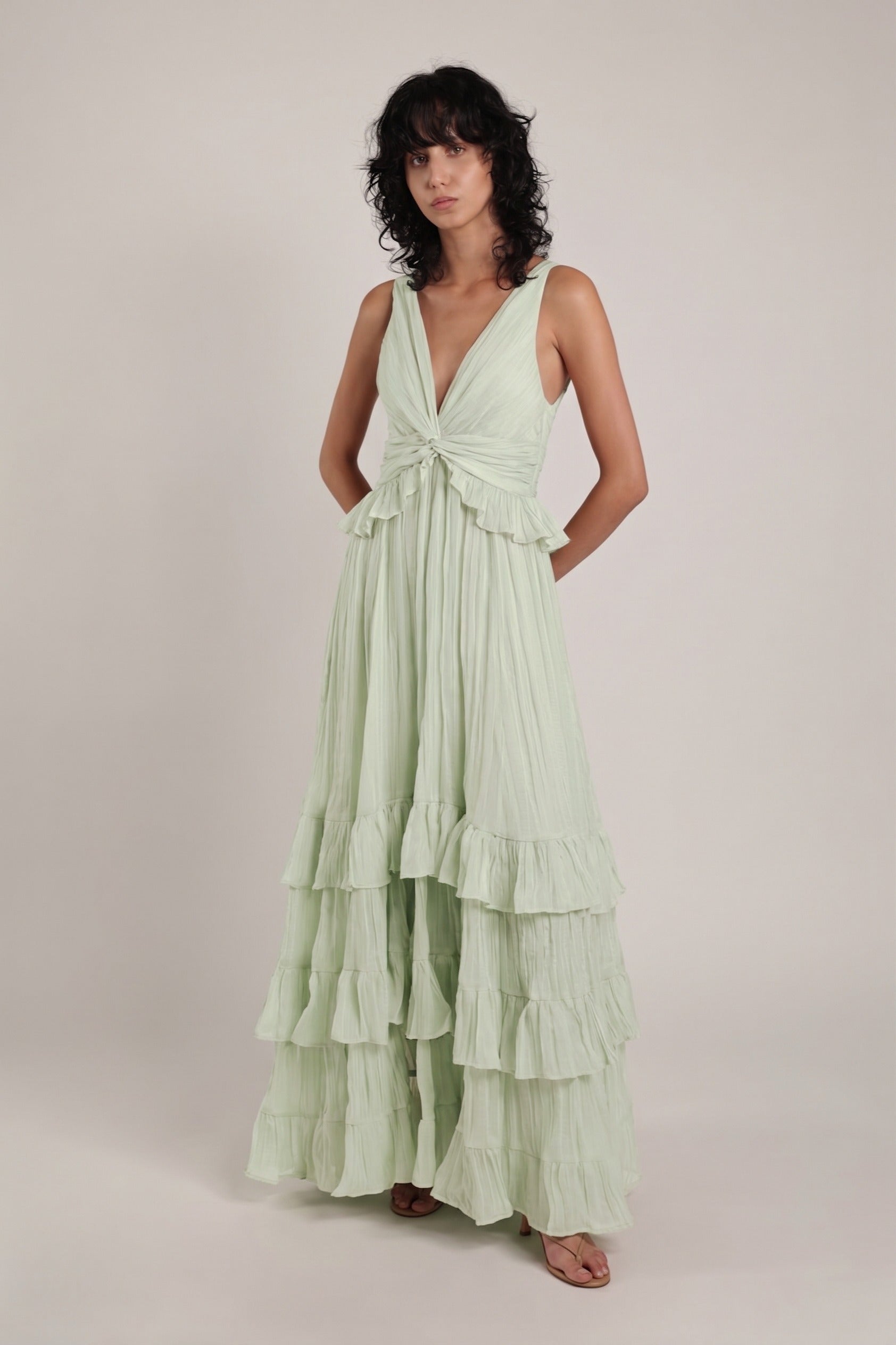 SABINA MUSAYEV - pleated_chiffon_aloe_vera_summer_26